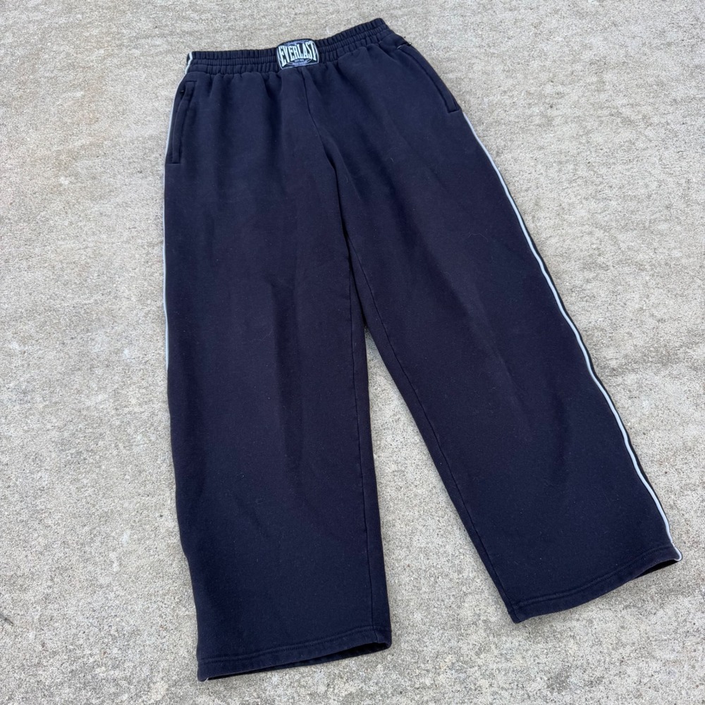 Everlast | Baggy Sweatpants Y2K Black White Stripe Mens Medium Streetwear Grunge